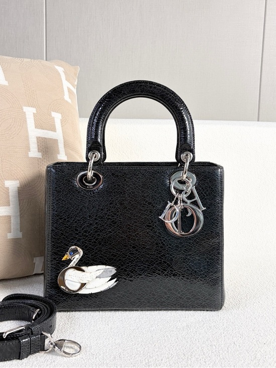 Dior Handbags - Dior | Lady Dior Five Swan Black Patent | Excellent Condition |Top Handle